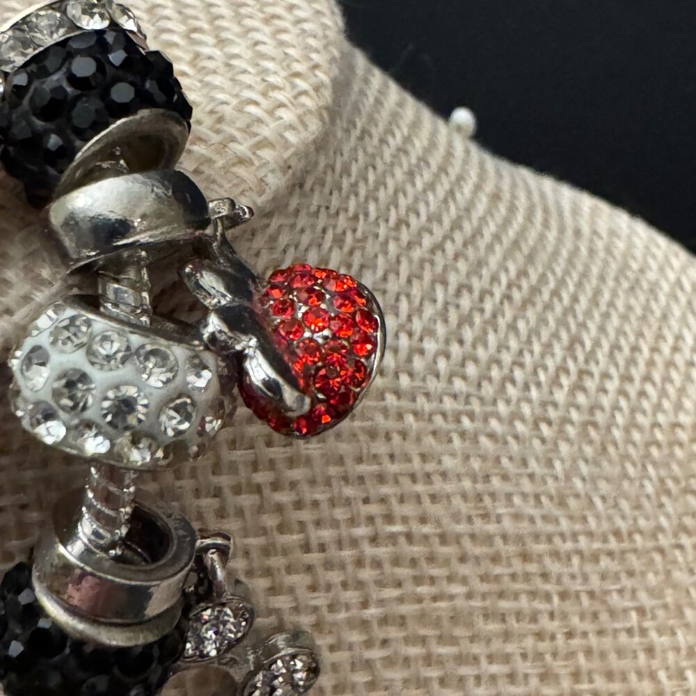 Disney-Themed Charm Bracelet Mickey Princess Dresses & Rhinestone Beads Adjustab - Picture 9 of 16
